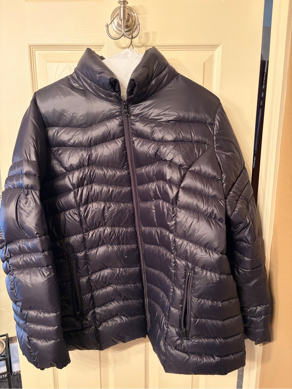 Lane Bryant Women's Medium Weight Puffer Jacket with Hidden Hood - black